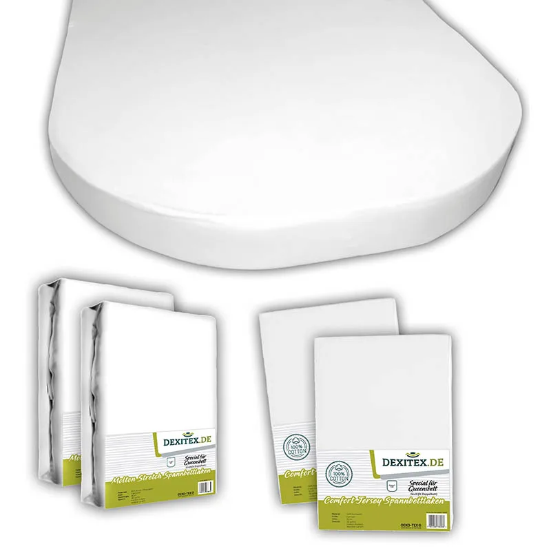 Textilset Queen Bett/ Inselbett - 2 Spannbettlaken und 2 Jersey-Spannbettlaken