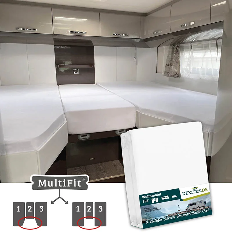 Textilset 3-teilig mit Mittelmatratze - 1 Spannbettlaken-Set (3 Stück) und 1 moltonSet (3 Stück)